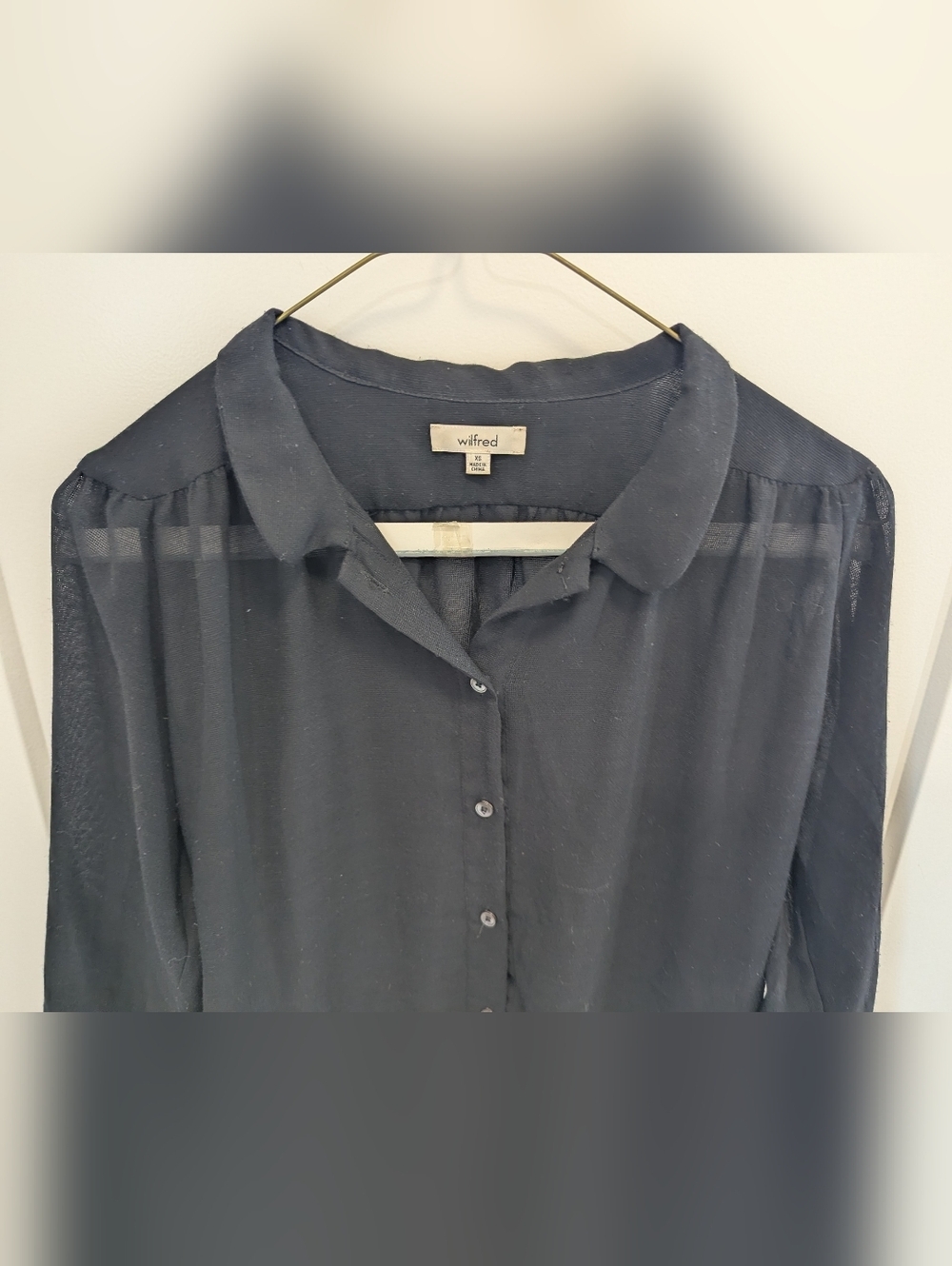 Aritzia Wilfred Sheer Black Tunic Blouse - Picture 3 of 7